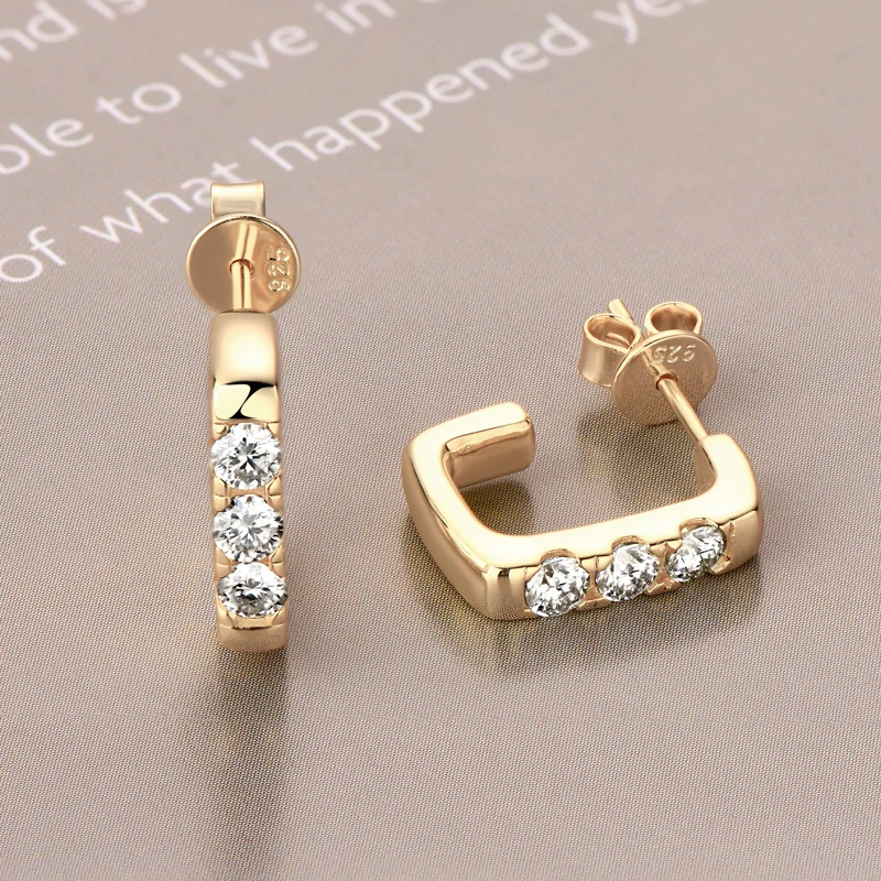 IOGOU الأطواق 3 مللي متر 0.1ct D مويسانيتي وأقراط 925 فضة 2025 الأصلي مصمم القرط تتجه مجوهرات للمرأة