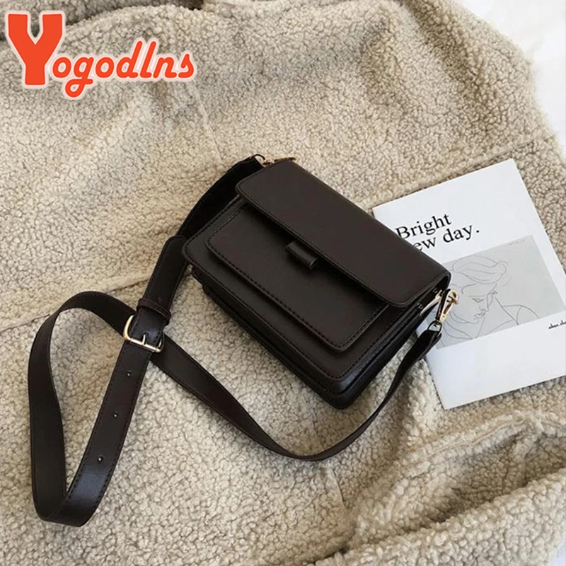 Vintage Shoulder Messenger Bag For Women PU leather Small Square Bag Fashion Crossbody Bag New Trendy Lady Handbag sac