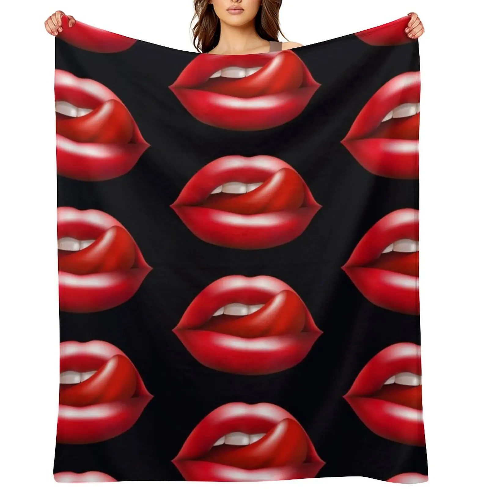 

Red Lips and Tongue Throw Blanket Decorative Sofa Sofa Throw Blankets For Sofas for winter Blankets