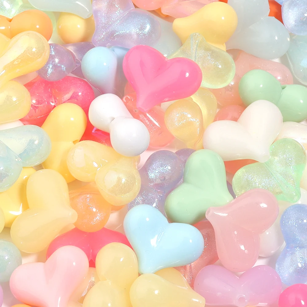 30 Stück/Set Bunte Acryl-Pfirsichherz-Perlen, lose Abstandshalterperlen für die Schmuckherstellung, DIY Armband, Halskette, Zubehör – Detail 5