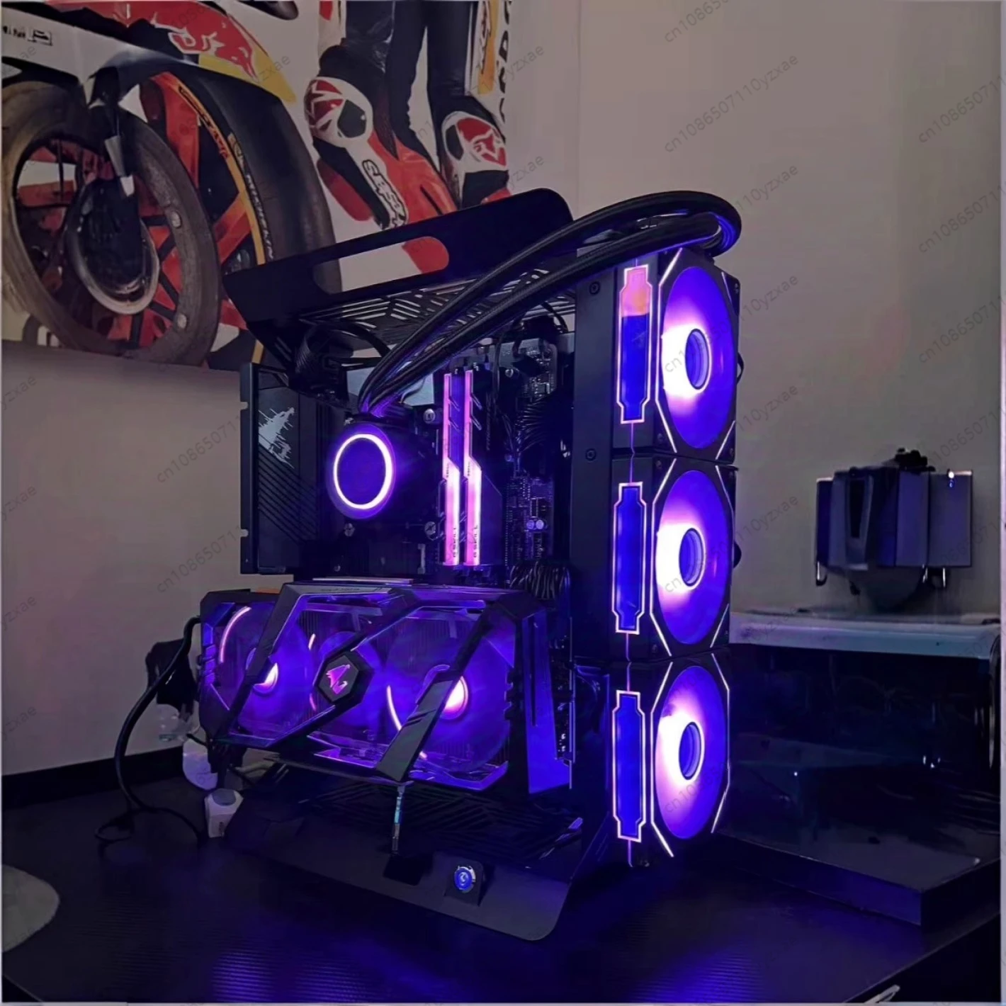 Picture 5: Open Frame Computer Case, Supports ATX/MATX/ITX Motherboard & Vertical GPU Mount, DIY PC Test Bench