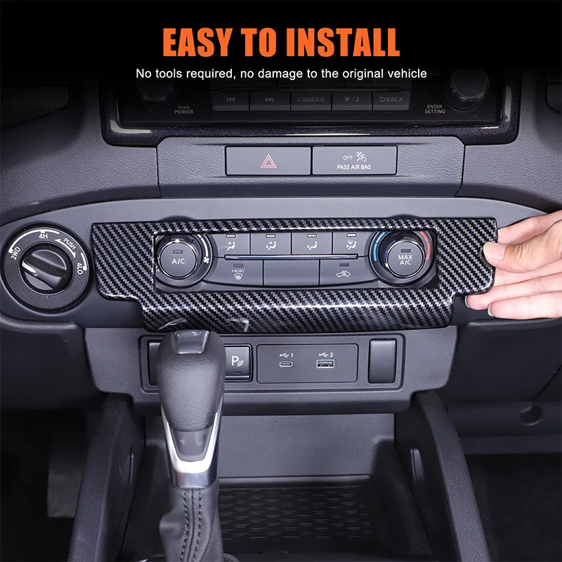 

For Nissan Frontier 2022-2024 ABS Carbon Fiber Car Center Console USB Button Panel Cover Trim Interior Accessories