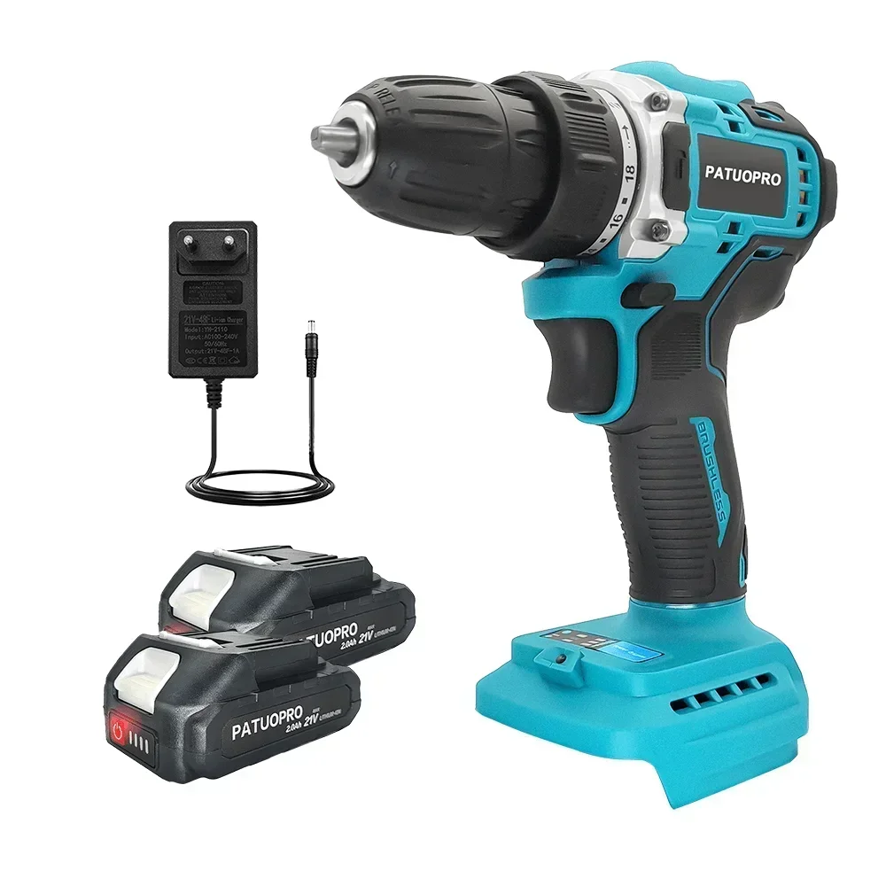 10mm Cordless Brushless Drill 2-Speed Electric Drill Driver Rechargable Screwdriver Handheld Power Tool For Makita 18V Battery