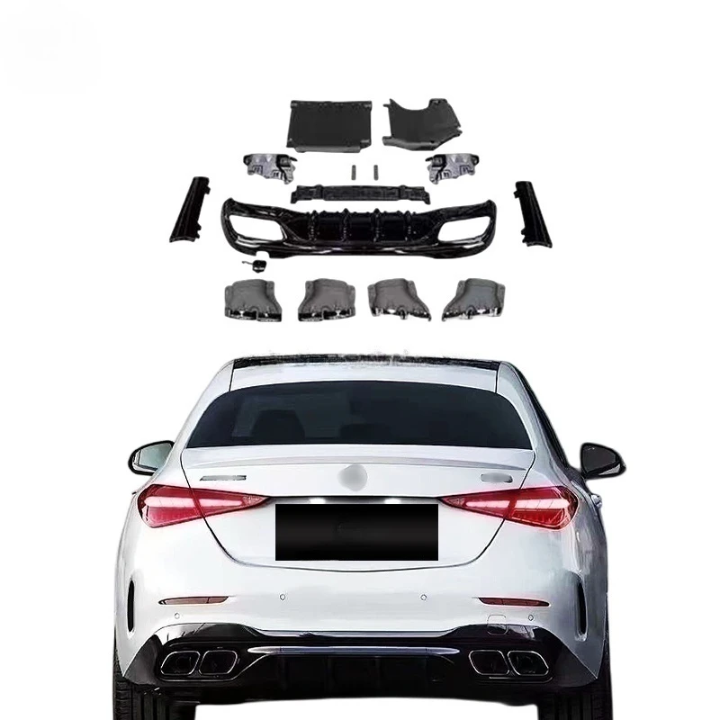 

W206 rear diffuser For Mercedes Benz W206 C-class upgrade C63 AMG Rear lip exhaust pipe back lip rear bumper diffuser