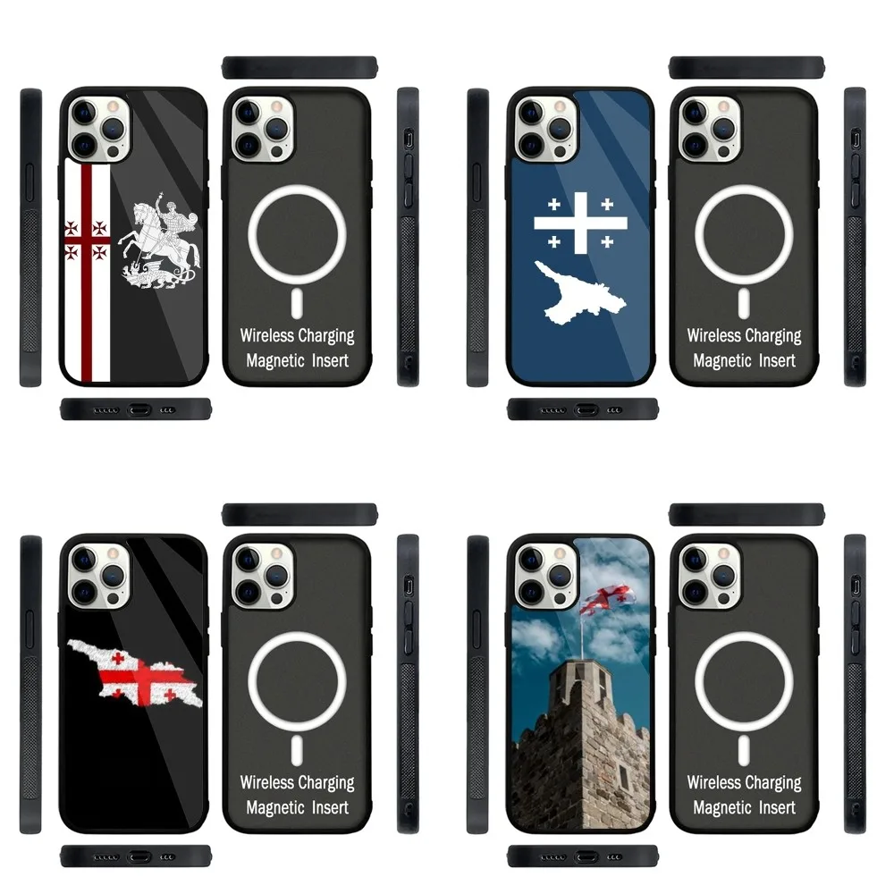 

Georgia Flag Phone Case Strong Magnetic For IPhone 15,14,13,Pro,Max,Plus,11,12,Mini For Magsafe Wireless Charging