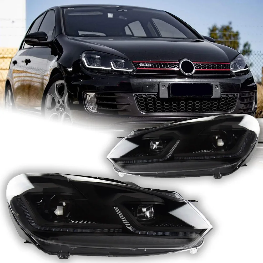 

Автомобильные фары для VW Golf 6, линза проектора Mk6, динамический сигнал, светодиодный светильник Drl, автомобильный аксессуар, немецкие автозапчасти