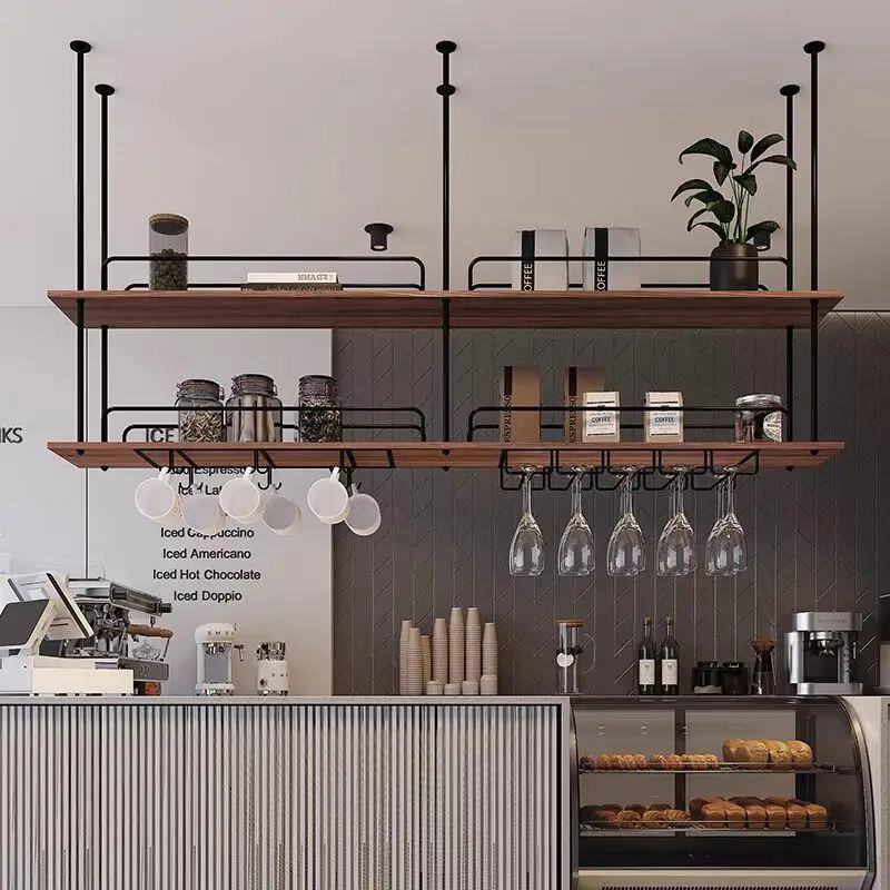 solid wood rack bar counter bar hanging cabinet hanging wine glass rack hanger wine rack restaurant ceiling decorative