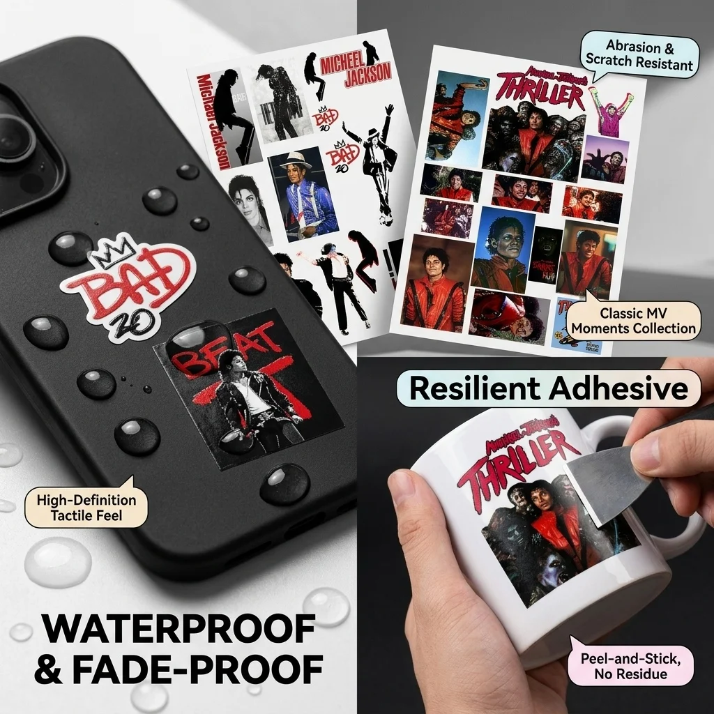 Michael Jackson DIY UV Sticker Party Theme MJ DTF Decal Handbook Scrapbook Phone Case Diary Greeting Card Decoration