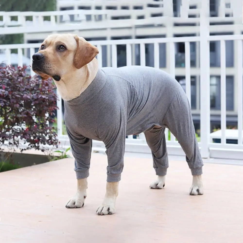 

Practical Elastic Dog Physiological Suit Breathable Soft Dog Recovery Suit Warm Dog Pajamas Stripe Dog Jumpsuit for Big Dogs