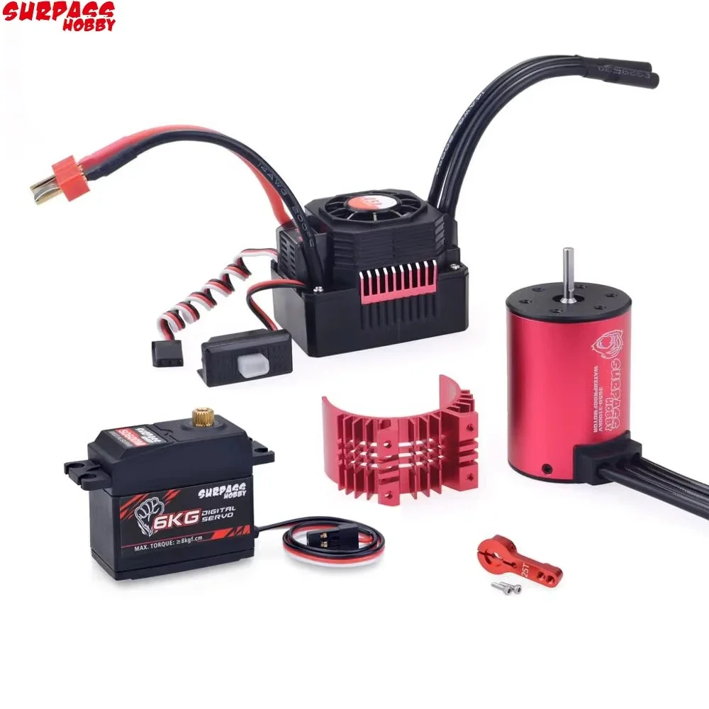 SkyDElKK Waterproof Combo 3650 3100KV 4500KV Brushless Motor W//Heat Sink 45A 60A Brushless ESC + S0600M 6KG Servo For RC 1/10 C