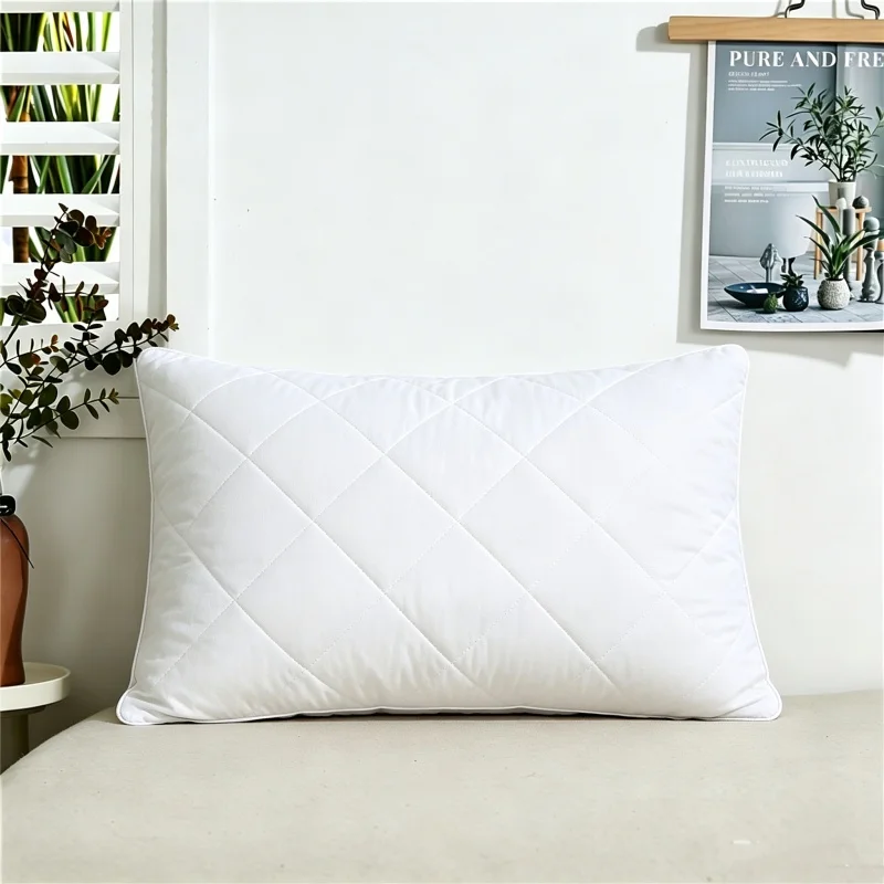 1pc White Neck Support Pillow for Home Hotel Pure Cotton Face Soft Polyester Filling Adult Student Single Pillow Core 48*74