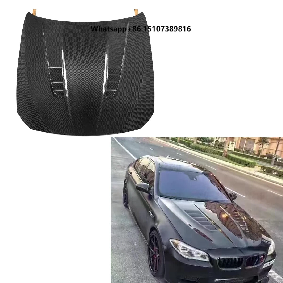 V Style Carbon Fiber Front Hood Engine Bonnet for 5 Series F10 2011-2017 F10  Carbon Fiber Front Hood
