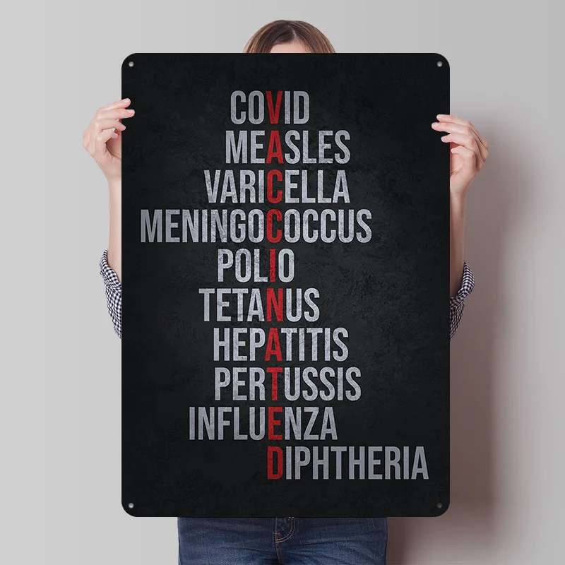 Vaccinated Metal Poster Custom Wall Art Retro Vintage Tinplate Signs for Man Cave Gaming Decoration Room Desk Decor House Home
