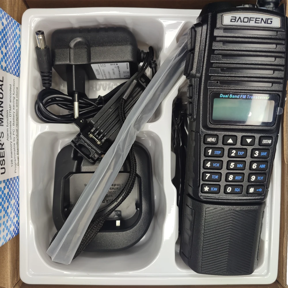 Baofeng-Long Range Walkie Talkie, UV82, 8W Ampliar Bateria, Rádio de Presunto de Alta Potência, Rádio bidirecional para caça