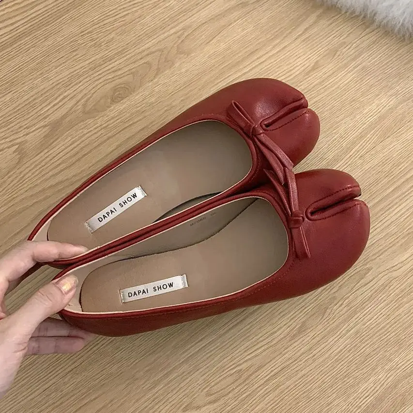 IPPEUM Women Tabis Shoes Red Split Toe Ballet Flats  2024 New Mary Janes Ballerinas Zapatos Mujer