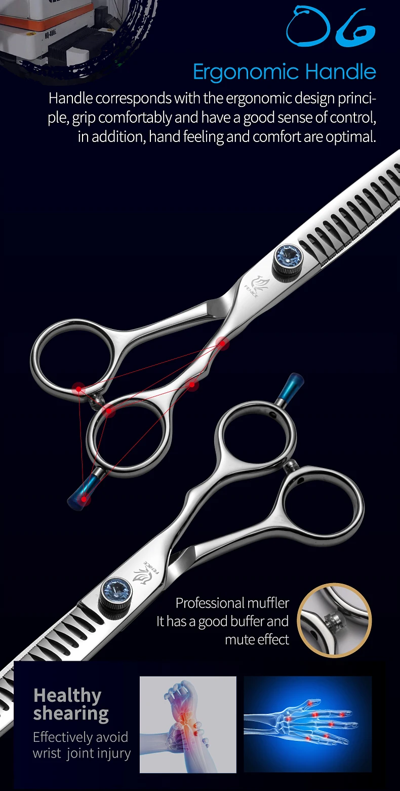 Fenice 7,0/7,5/8,0 zoll Professionelle Pet Grooming Schere Hund Schönheit Schere Chunkers Pet Artikel Hunde Effilierschere Groomer – Detail 13