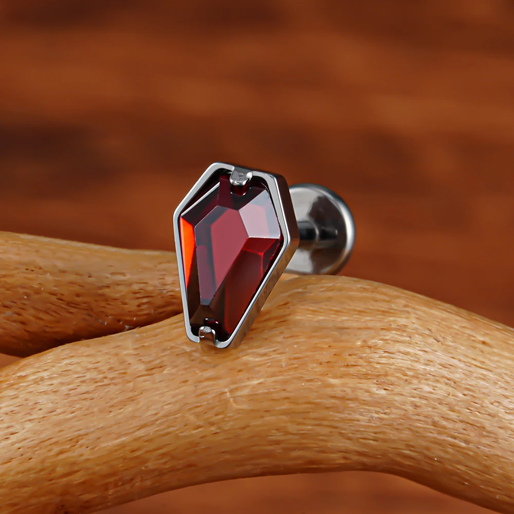 الحق جراند ASTM F136 التيتانيوم 16 جرام نعش على شكل تشيكوسلوفاكيا Labret الزنمة مونرو الغضروف محارة اللولب قرط الاذن المرصع ثقب مسطح