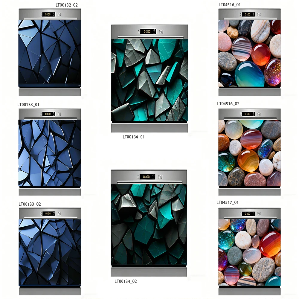 

Crystal Gem Dishwasher Decal, Broken Glass & Agate Stone Print, Waterproof Removable Kitchen Appliance Sticker