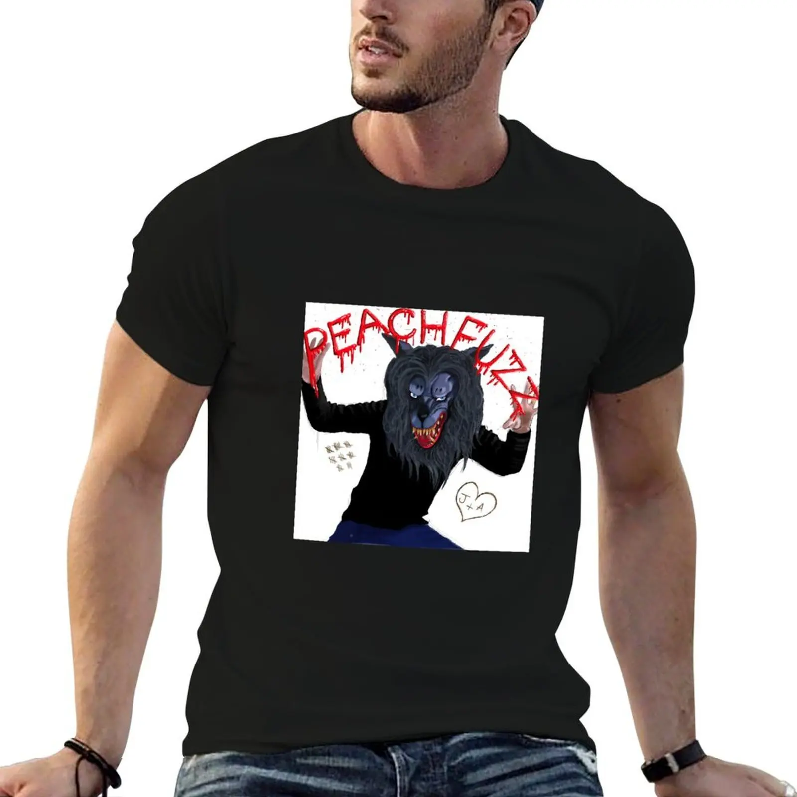 Creep - Peachfuzz Werewolf Mask Pose T-Shirt street wear graphic t shirt vintage mens graphic t-shirts anime