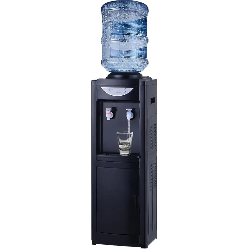 

Диспенсер для воды с верхней загрузкой на 5 галлонов, с защитой от детей, шкафчиком для хранения, съемным поддоном для сбора капель, идеально подходит для дома или офиса