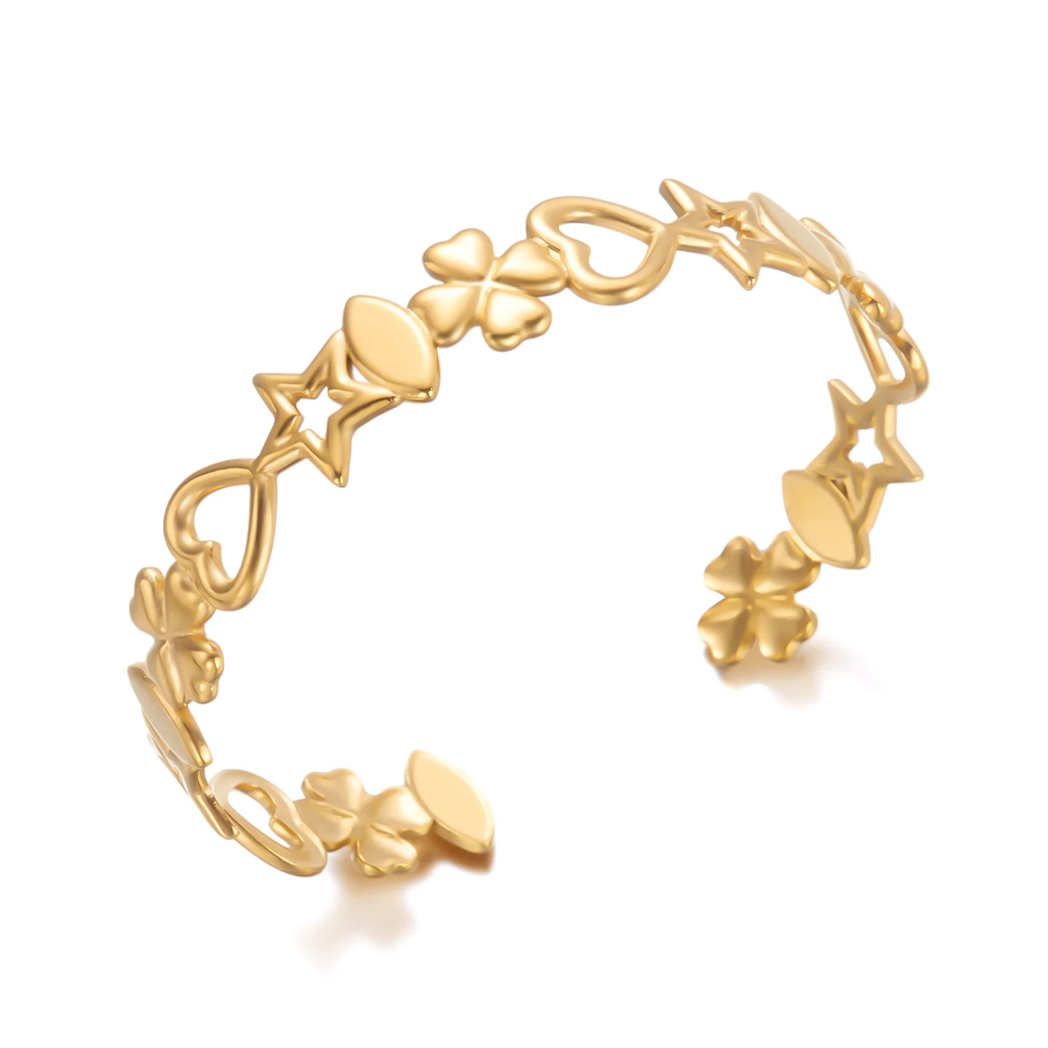 Exquisiter Edelstahl-Armreif mit Herz-Ausschnitt für Damen, Schicker Stapelbarer Schmuck für Strandurlaub und Partys – Detail 6