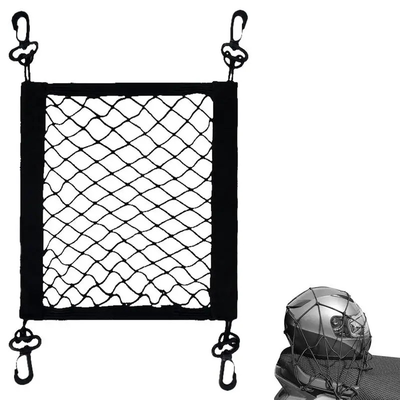 

30X30CM Car Storage Net Bag Motorcycle Cargo Net High Elastic Bungee Net With 4 Hooks Cargo Pocket Organizer Easy Installation