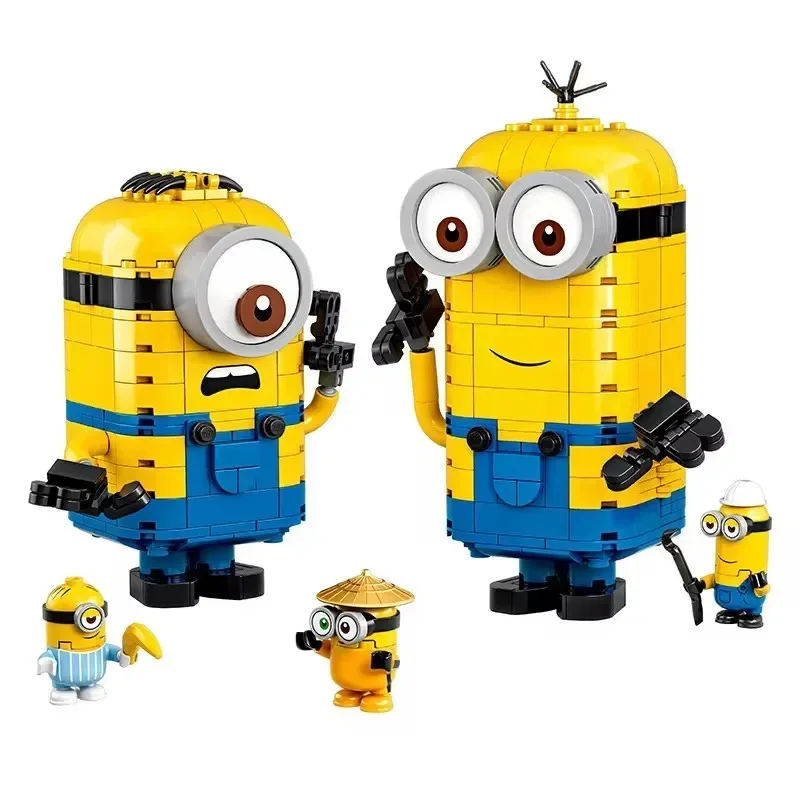 Despicable Me Minionki Seria Budynek Anime Figurka Mini Śliczny Kolekcjonerski Model Zabawki Bloki Ozdoba Pokoju Budowlęcego Prezent Urodzinowy