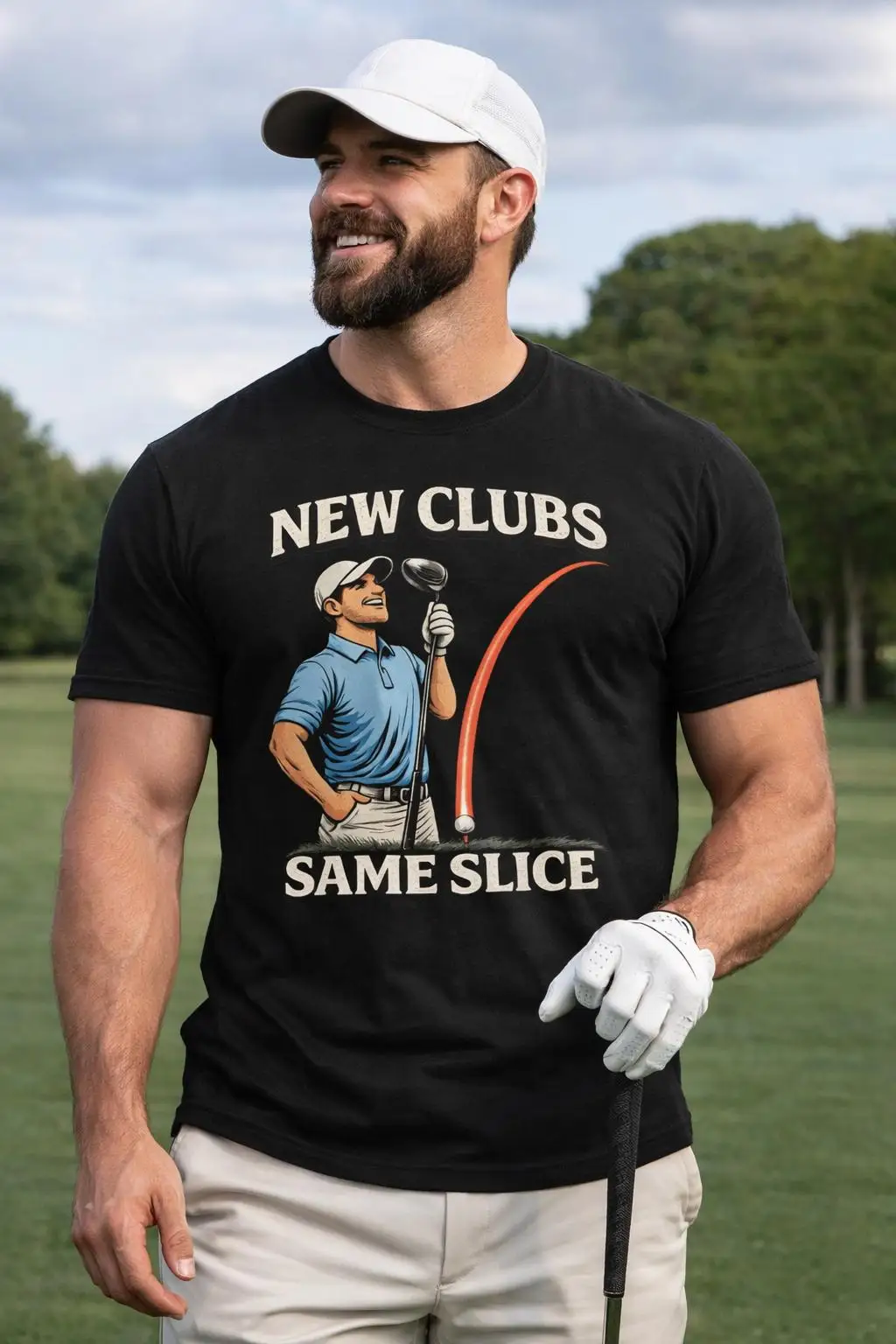 Relaxing Sports Style - The Same Cut-off T-shirt As The New Club | Golf Cut-out Humor, Retro Golf Player Illustration