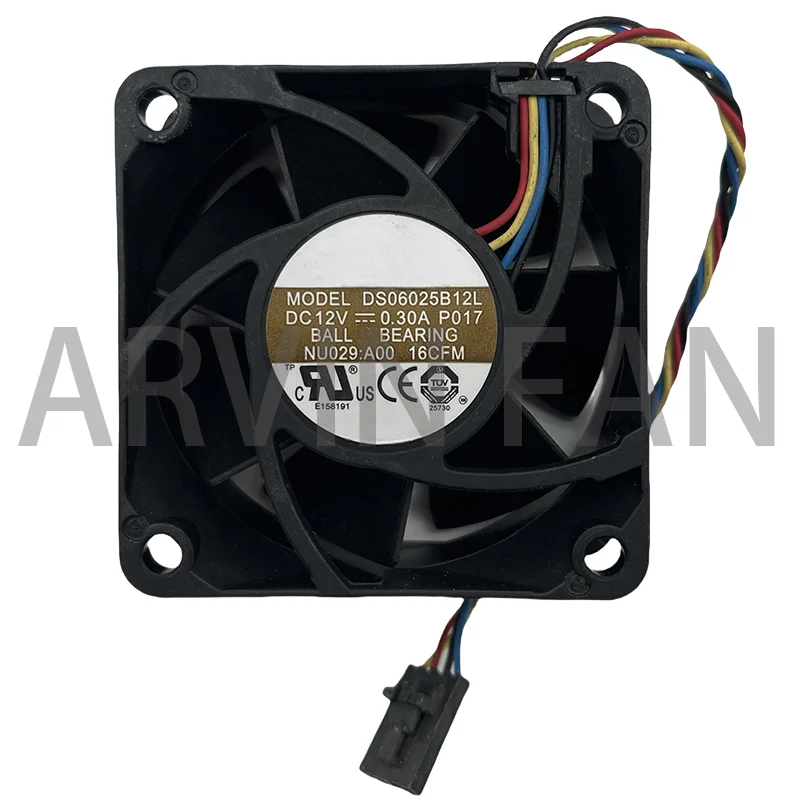 Ventilador de 60mm 6cm 6025 Rolamento de esferas duplo Ventilador PWM de 4 fios DS06025B12L 12v 0,30a Ventilador de resfriamento de servidor