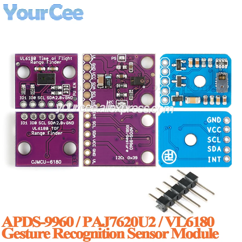 5pcs/1pc GY-9960-3.3 RGB Infrared IR Gesture Sensor APDS-9960 IIC Detectoin Proximity Sensing Color UV Filter PAJ7620U2 VL6180