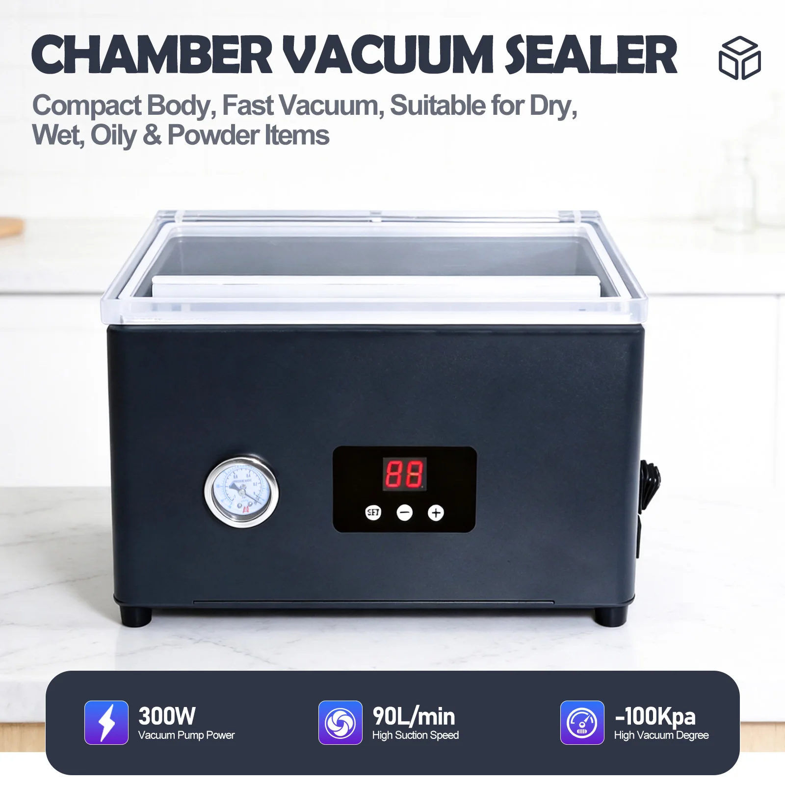 ZM-CVS300 Food Vacuum Sealer Machine Electric Auto Vacuum Packaging Machine Food Preservation Storage for Kitchen 220V/110V