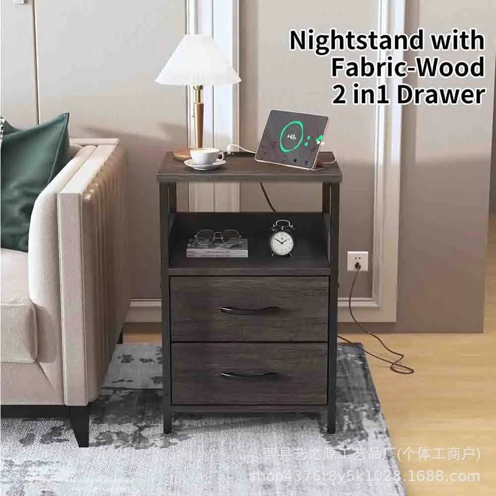 Bedside table with charging station, living room coffee table, bedside table with drawers, bedroom bedside table, three-layer st
