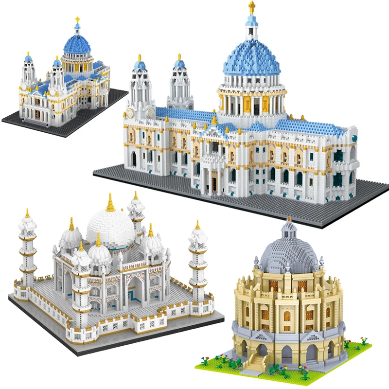 Mirco Street View Taj Mahal Palace Model Building Blocks Moc Famous Oxford Architecture Decoration Bricks Boys Kids Toys Gifts