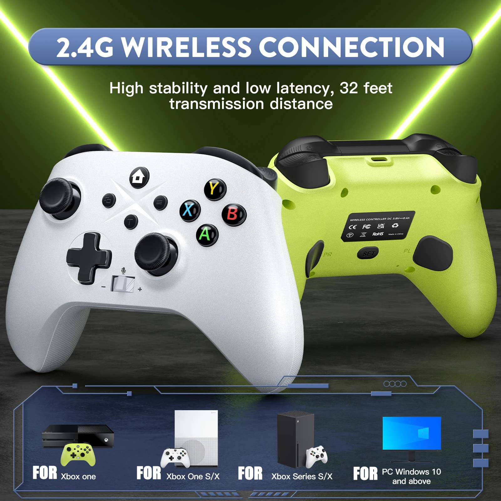 Wireless Controller W/Gaming Vibration Hall Effect 6-Axis Gyro Sensor Turbo Function Gamepads For Xbox One S/X/Series S/X/Switch