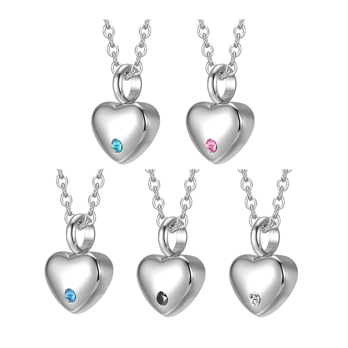 Simply Stainless Steel Pendant Mini Heart With Crystal Cremation Urn Necklace Keepsake Memorial Ashes Classic Fashion Jewelry