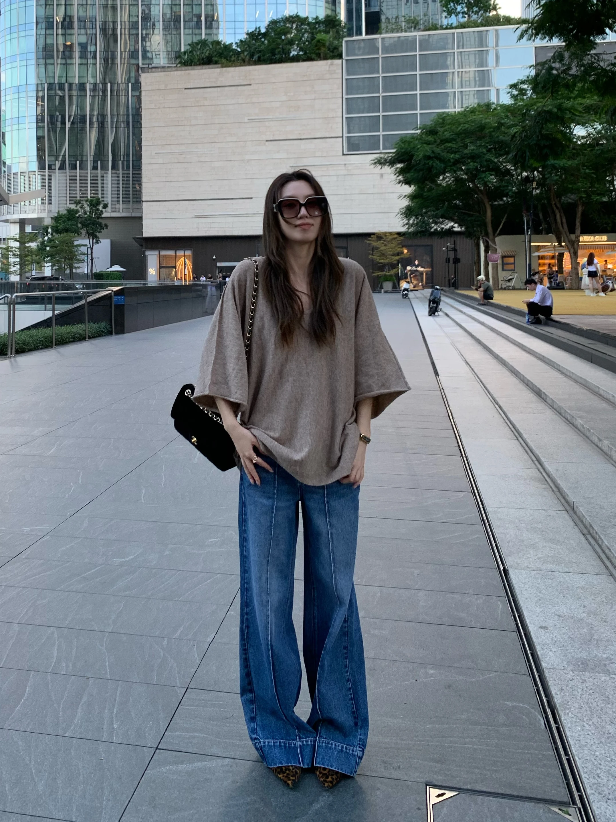 

Официальные синие джинсы Gakee из хлопкового денима, женские повседневные брюки прямого кроя, осенняя новинка, удобные для поездок на работу, из чистого хлопка