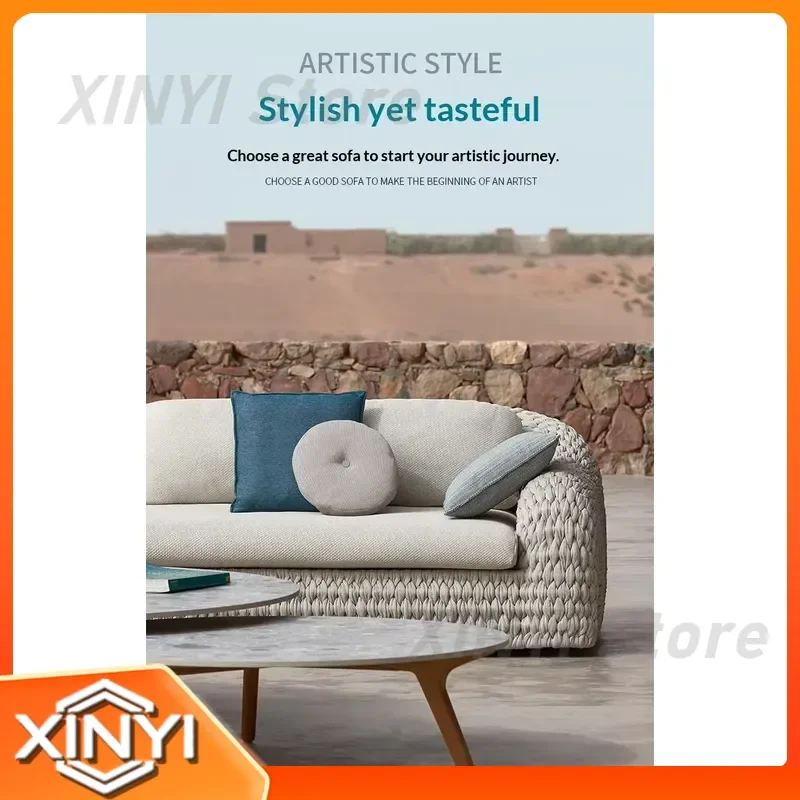 Custom Modern Simplicity Outdoor Metal Sofa Set for Hotel Living Room Homestay Villa Garden Waterproof Sunscreen Leisure Sofa
