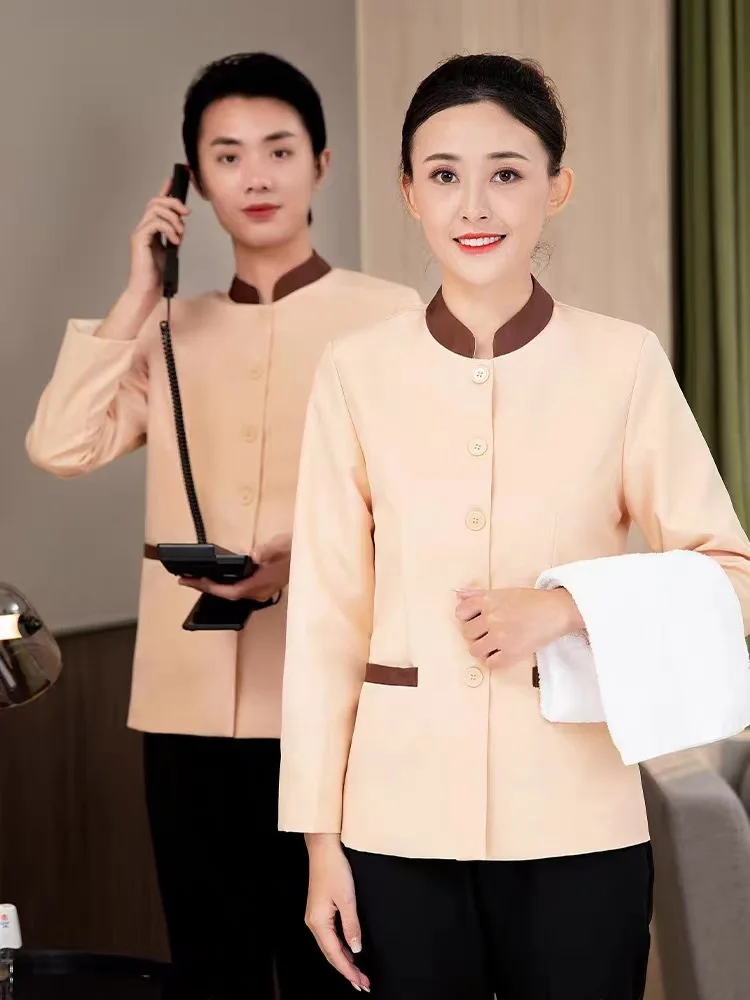 Hotel Room Cleaner Work Clothes Hospital Cleaning Service Uniform Long Sleeve Property Housekeeping Cleaner Autumn and Winter Su