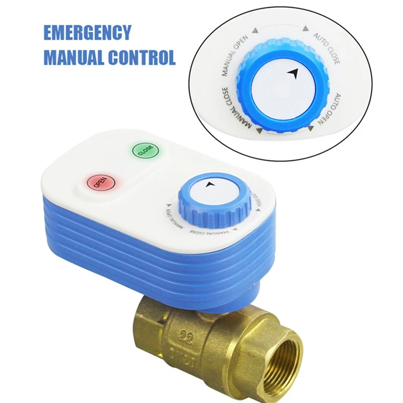 AB42-Tuya Wifi Water Valve Shutoff Controller For Alexa Google Assistant Smart Remote Control Ball Valve DN20 3/4Inch