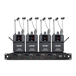 Acemic EM-D04 Wireless In-Ear Monitor System, 4 Channel Mono Stage Return for Whole Band Singers Drummers Guitarists Performance
