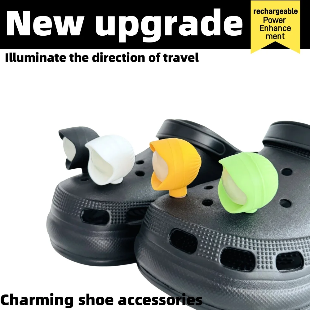 2pcs LED Shoe Lights Charms - Upgrade Long Range‌ Rechargeable Outdoor Camping PVC Garden Shoes Charm Decoration