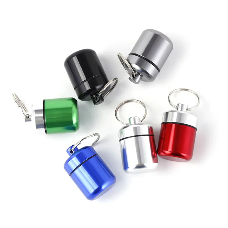 1PC Metal Mini Waterproof Alloy Travel Pill Box Pill Bottle Cache Drug Holder Container Keychain Medicine Box Health Care