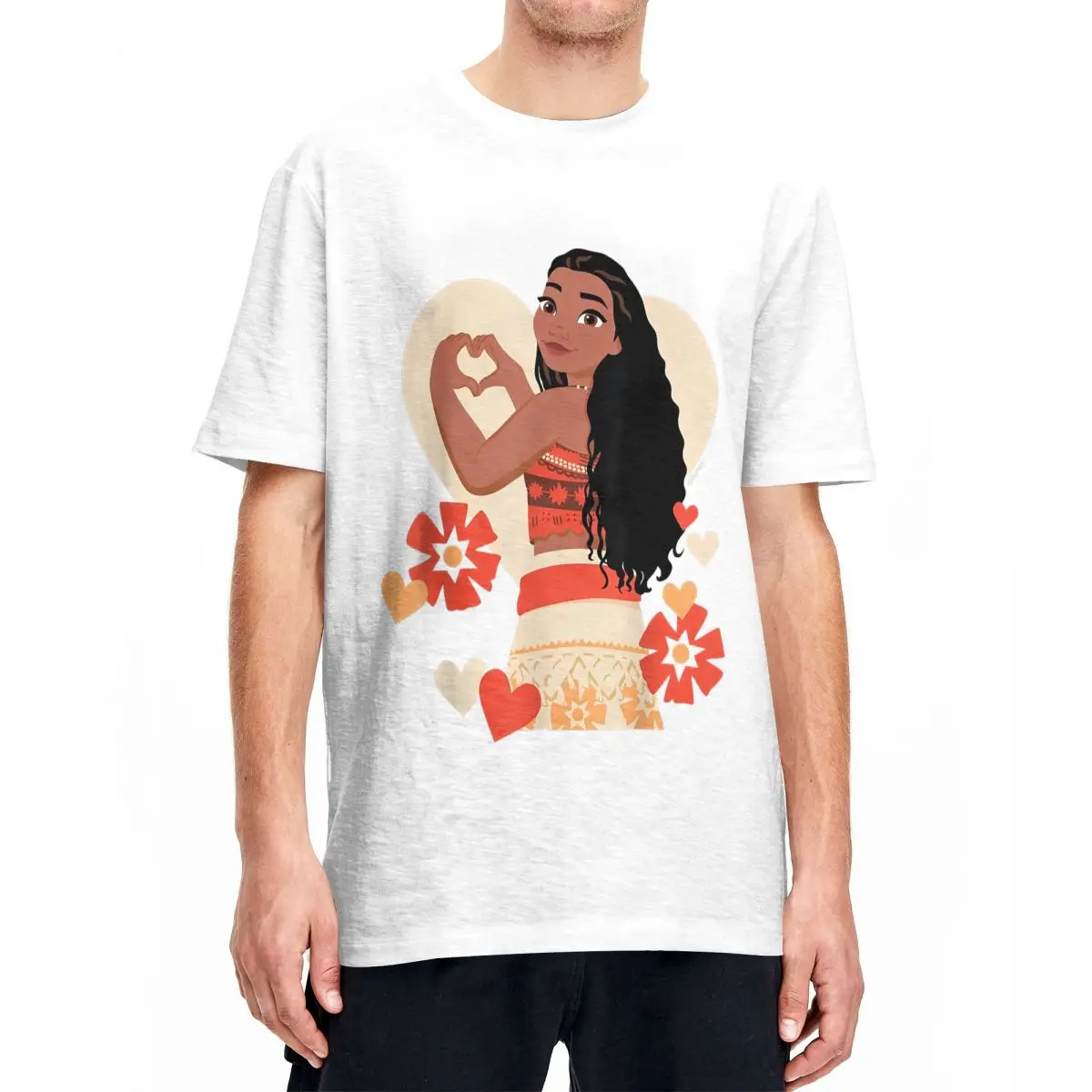 Princess Moana Heart Valentine's Day T-Shirts for Men Women 100% Cotton T Shirt Short Sleeve Tee Shirt Printing Clothing