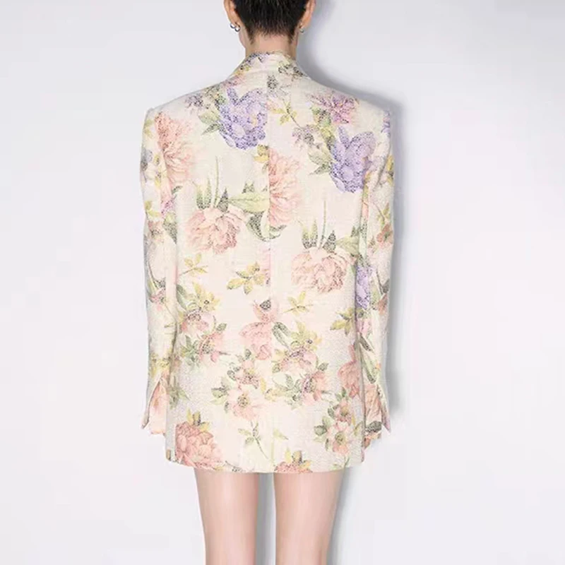 Chaqueta holgada con estampado clásico para mujer, abrigo versátil de manga larga con estampado de plantas y flores, novedad de otoño e invierno, 2023