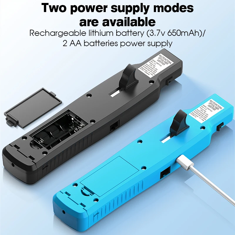 Blue Black Optical Fiber Identifier Live Fiber Direction Detector Built-in VFL, 800-1700nm SM MM Fiber Cable Tester FTTH Tool
