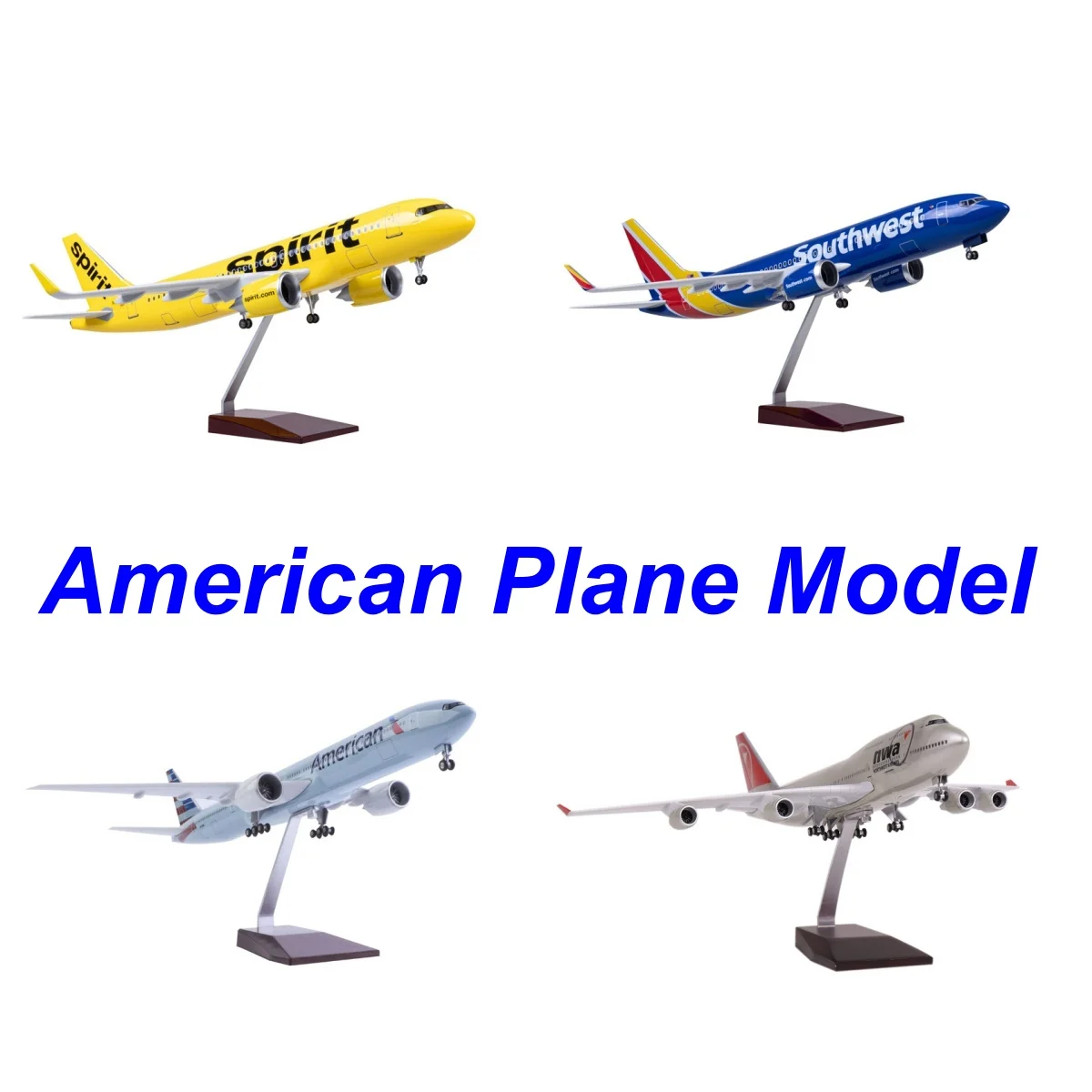 

47cm Toys Model Airplane A320 B737 B747 B777 B787 MD-11 American Spirit NWA MD11 Resin Plane With Light Collection