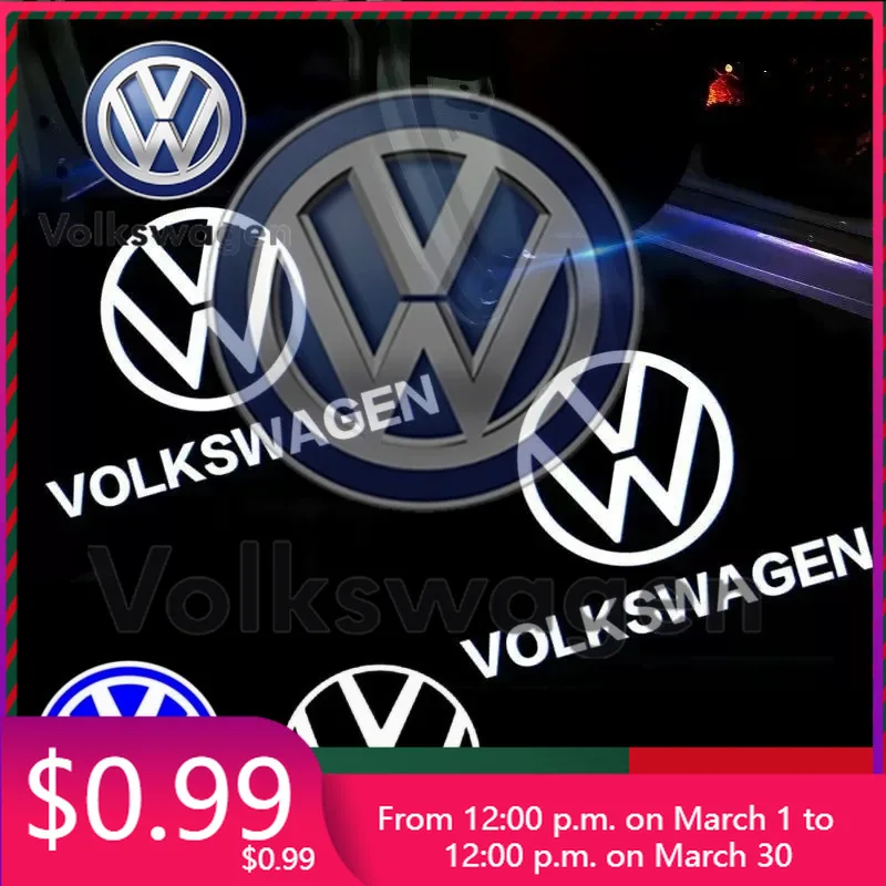 

Car Sticker HD 2PCs car logo door projection welcome light for VW Mk5 MK6 MK7 Passat B6 B7 B8 B9 C6 C7 C8 Tiguan Touareg C