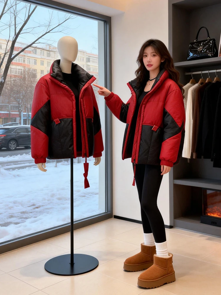 

Женская утепленная куртка с воротником-стойкой, на хлопковой подкладке, зимняя новинка 2026, свободный крой в корейском стиле, повседневная, для работы