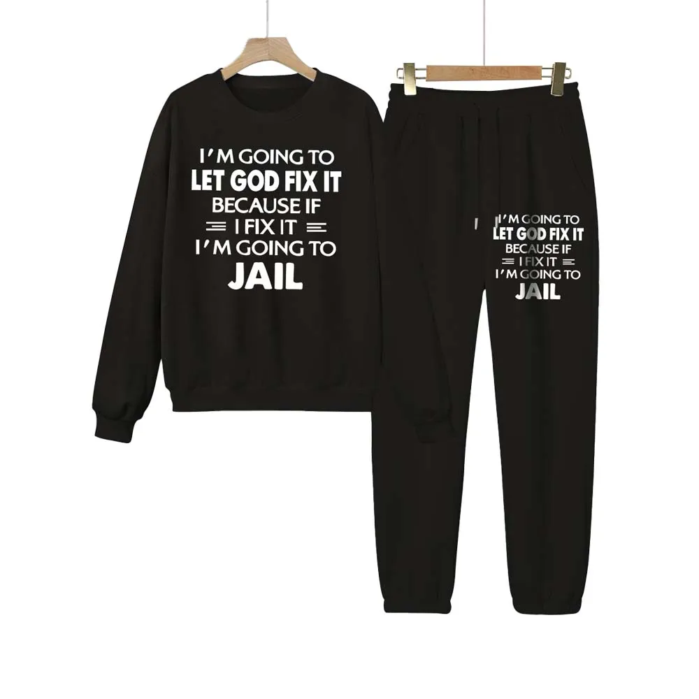 

Women's sports jogging letter-printed crewneck sweatshirt Casual women's sweatpants 2-piece suit women's popular clothing