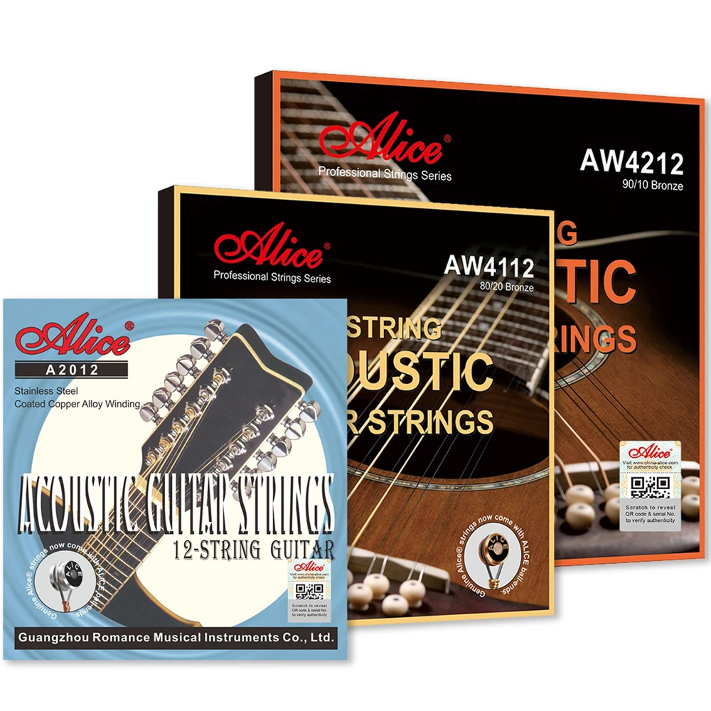 A2012 AW4112 AW4212 Alice 12 String Acoustic Guitar Strings bronze winding with nano polished coating